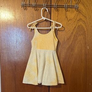 Handmade Custom Girls Yellow Eyelet Lace Tiedye Tie Strap Peplum Tank Sz 7 EUC